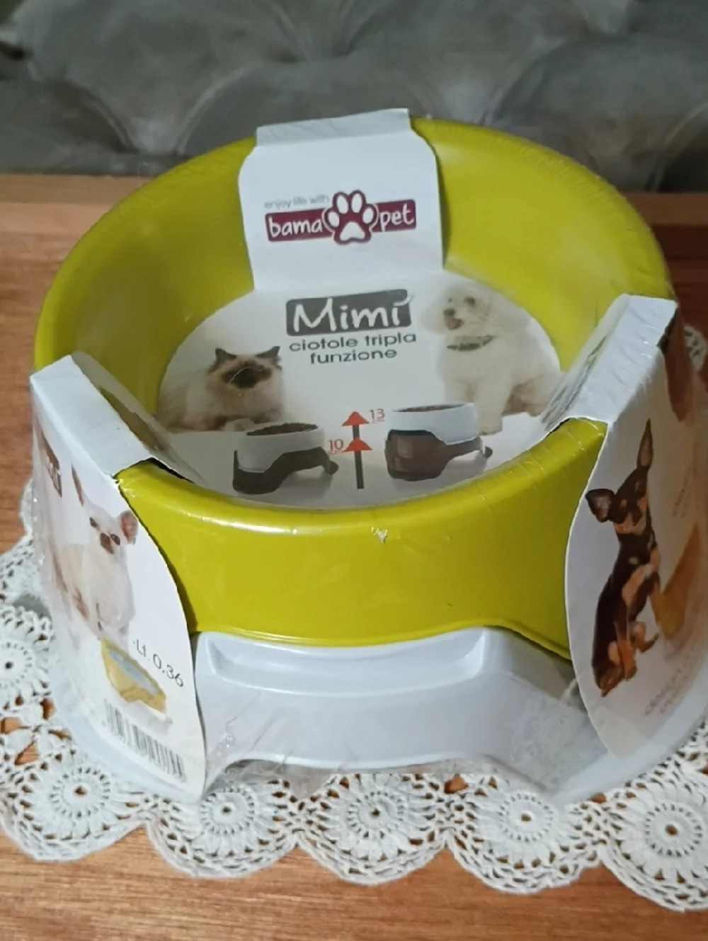 Mimi Triple-Function Pet Bowl - Lime/White